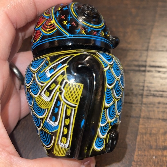 Vintage 5" Burmese Owl Lacquer Decorated Canister Box Container Burma Myanmar - Picture 6 of 9